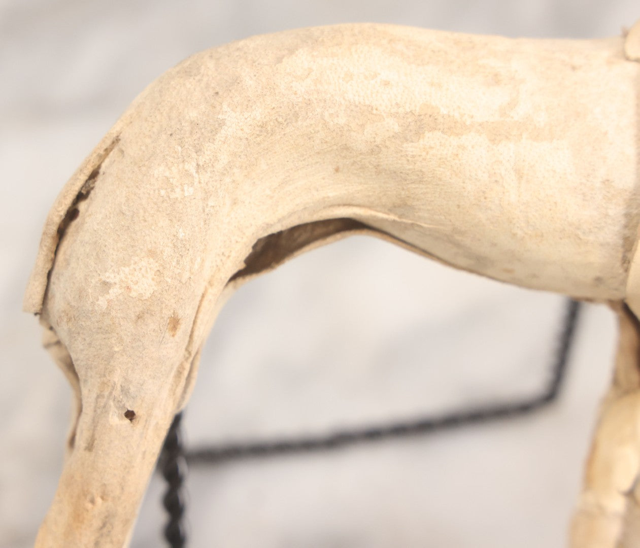 Lot 021 - Antique German Leather And Fabric Greyhound Dog Figurine Toy With Glass Eyes, Note Wear And Tear, Losses