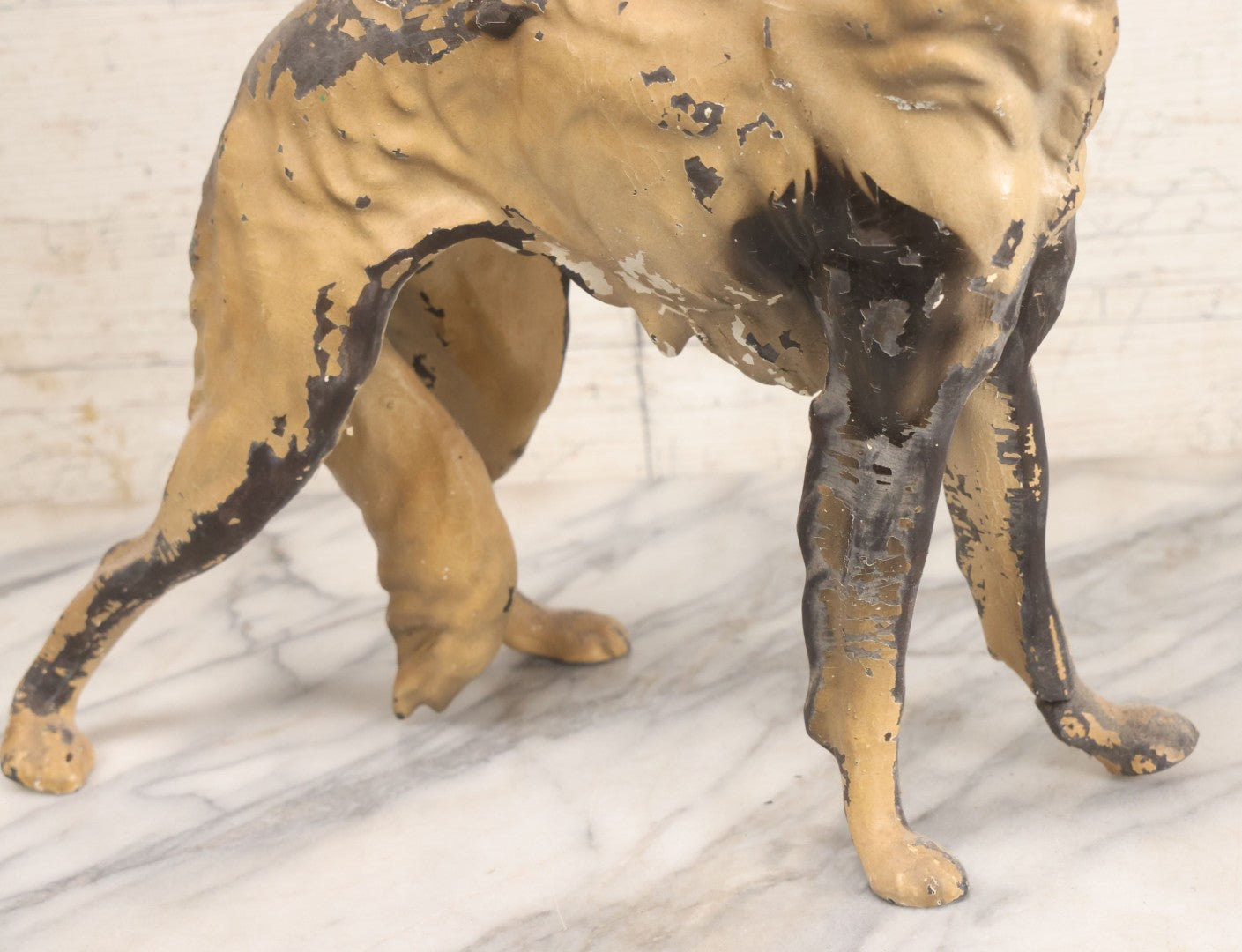 Lot 022 - Antique Long Haired Greyhound Rubber Toy, With Chippy Paint, Note Wear And Tear Throughout