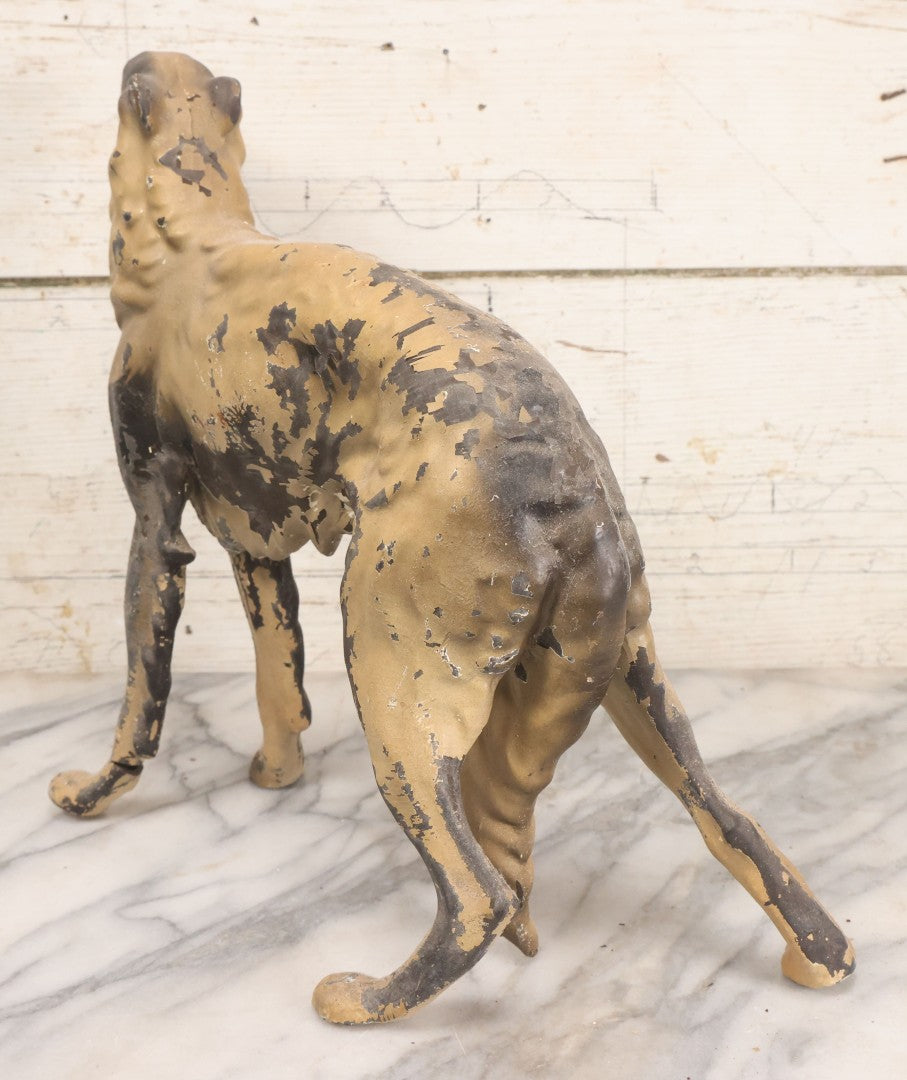 Lot 022 - Antique Long Haired Greyhound Rubber Toy, With Chippy Paint, Note Wear And Tear Throughout