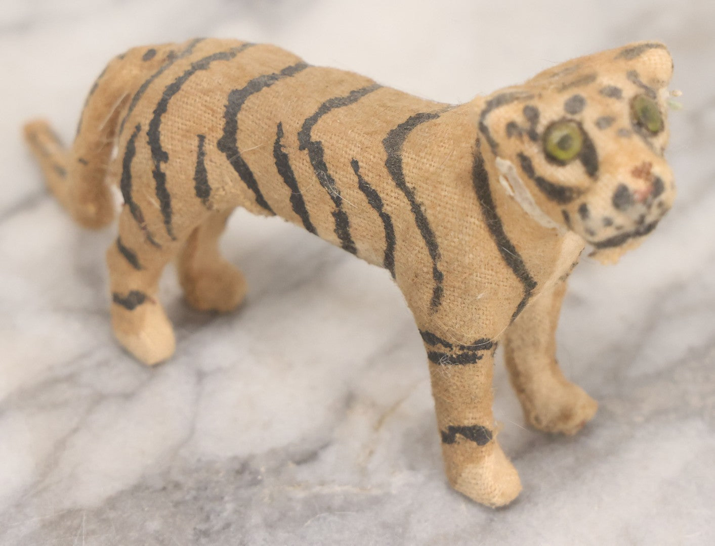 Lot 023 - Grouping Of Six Vintage Tiger Toys Including Five Felt Toys, Made In Germany, And One Wood And Masonite Toy