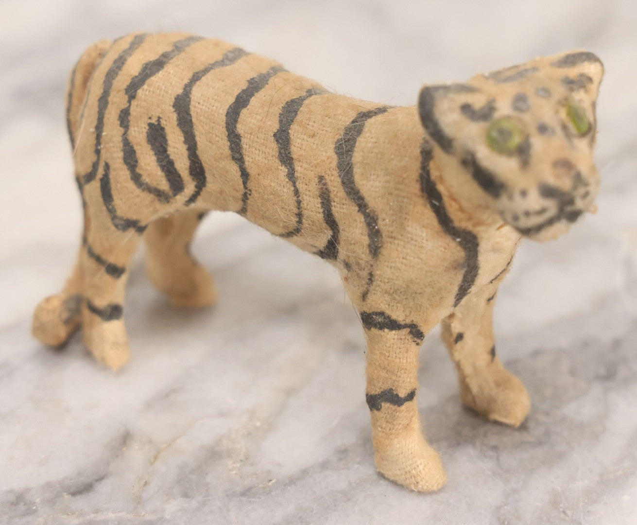 Lot 023 - Grouping Of Six Vintage Tiger Toys Including Five Felt Toys, Made In Germany, And One Wood And Masonite Toy