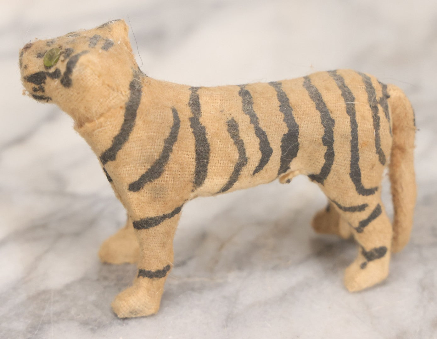 Lot 023 - Grouping Of Six Vintage Tiger Toys Including Five Felt Toys, Made In Germany, And One Wood And Masonite Toy