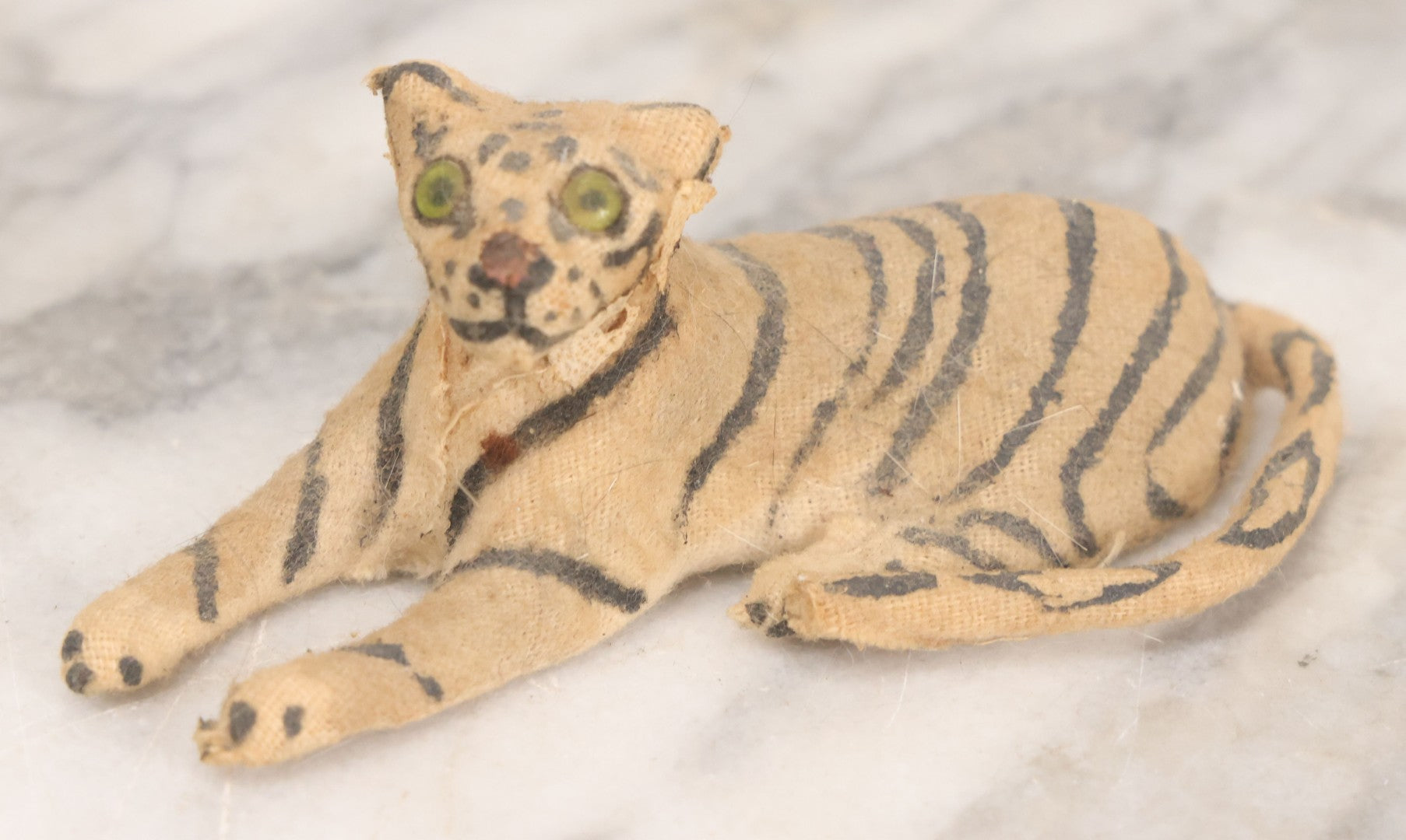 Lot 023 - Grouping Of Six Vintage Tiger Toys Including Five Felt Toys, Made In Germany, And One Wood And Masonite Toy