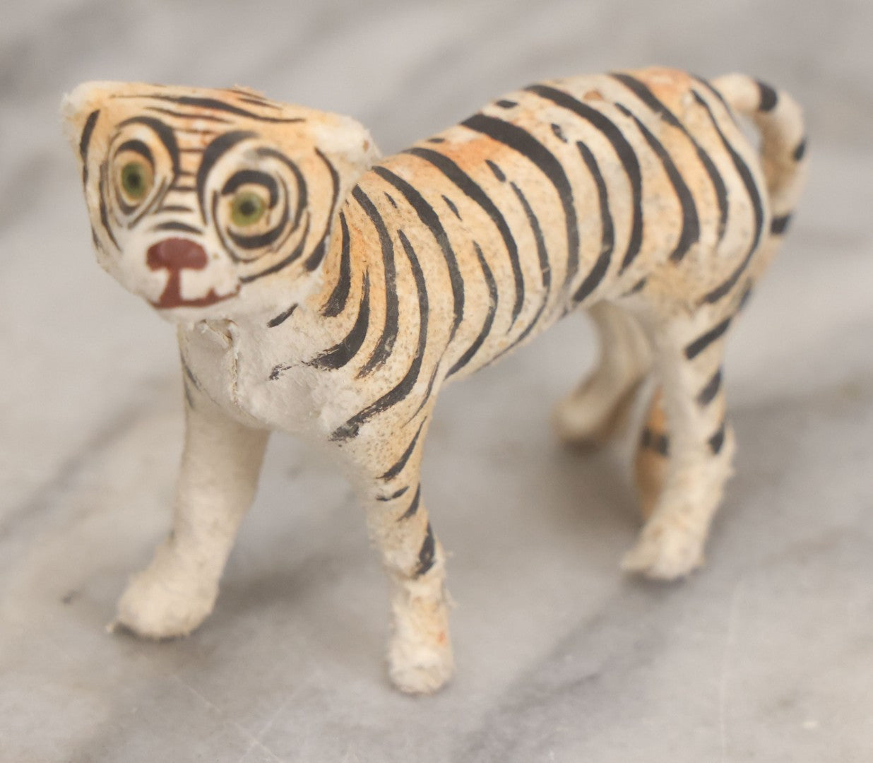 Lot 023 - Grouping Of Six Vintage Tiger Toys Including Five Felt Toys, Made In Germany, And One Wood And Masonite Toy