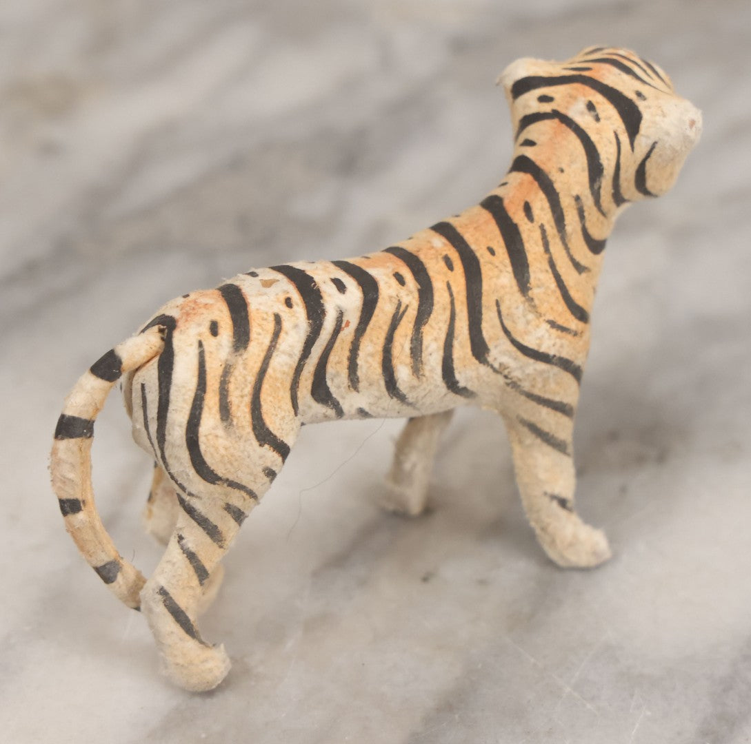Lot 023 - Grouping Of Six Vintage Tiger Toys Including Five Felt Toys, Made In Germany, And One Wood And Masonite Toy