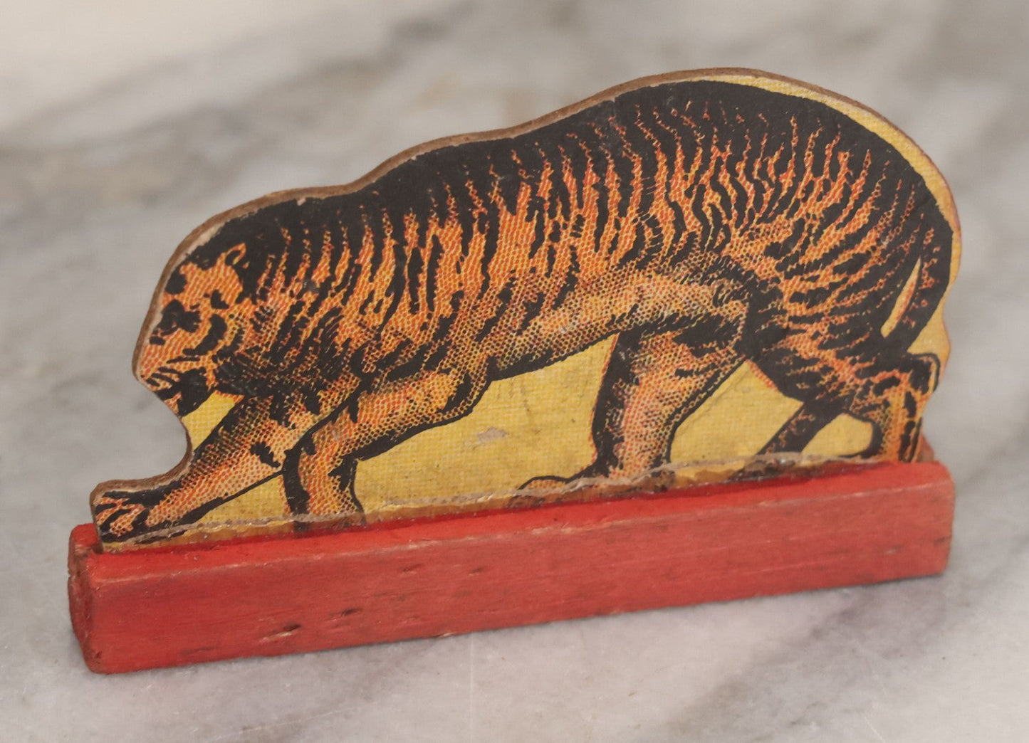 Lot 023 - Grouping Of Six Vintage Tiger Toys Including Five Felt Toys, Made In Germany, And One Wood And Masonite Toy