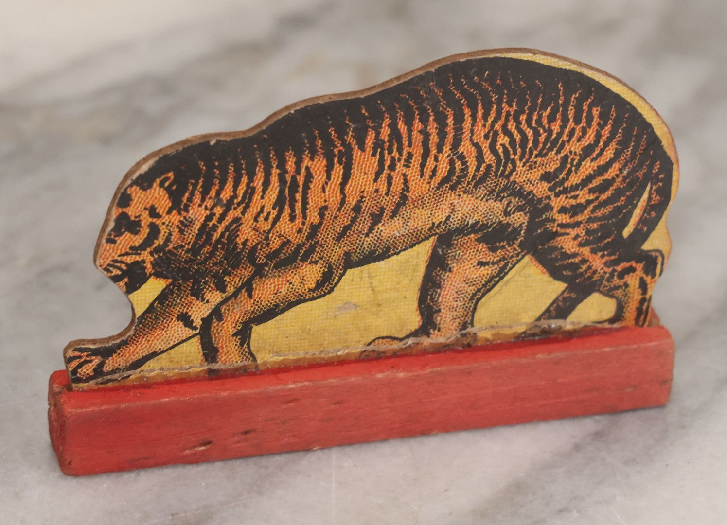 Lot 023 - Grouping Of Six Vintage Tiger Toys Including Five Felt Toys, Made In Germany, And One Wood And Masonite Toy