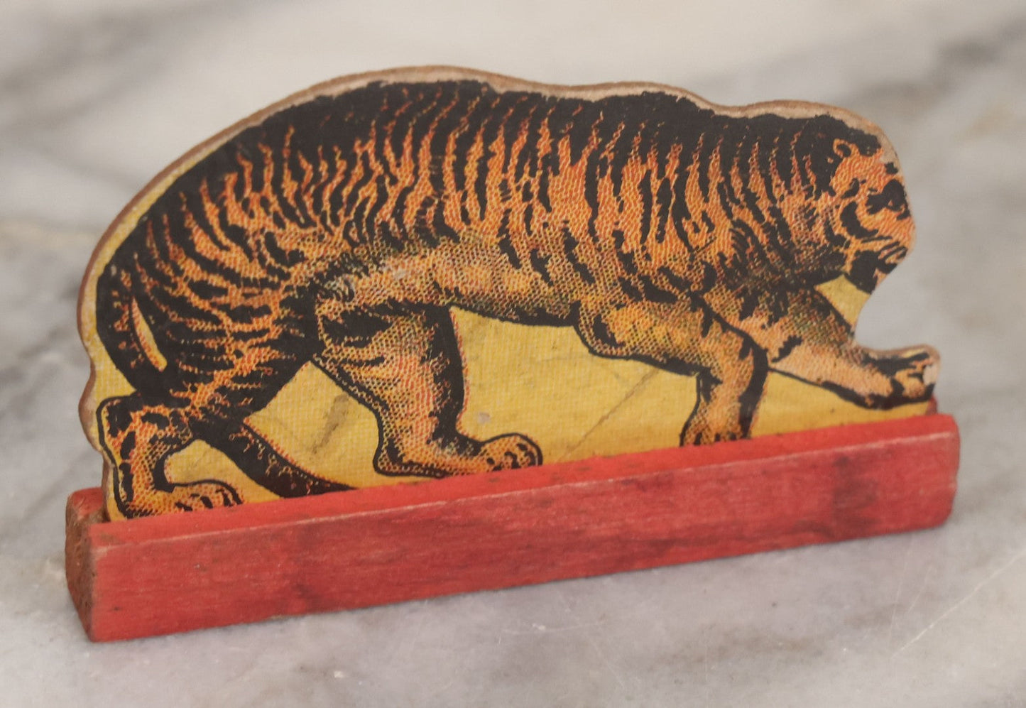 Lot 023 - Grouping Of Six Vintage Tiger Toys Including Five Felt Toys, Made In Germany, And One Wood And Masonite Toy