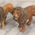 Lot 024 - Pair Of Vintage Mixed Materials (Chalkware/Plaster) Lion Toys, Note One Missing Tail