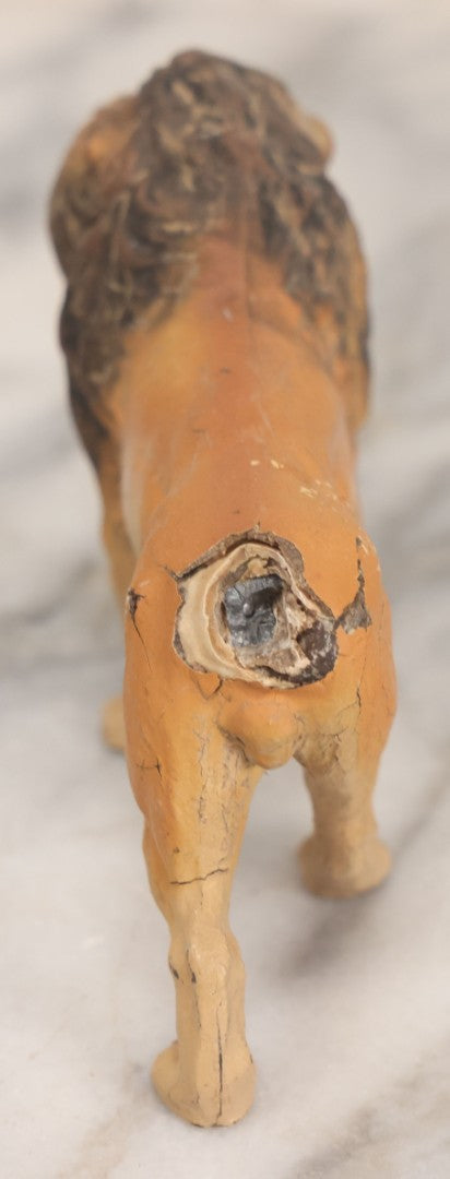 Lot 024 - Pair Of Vintage Mixed Materials (Chalkware/Plaster) Lion Toys, Note One Missing Tail