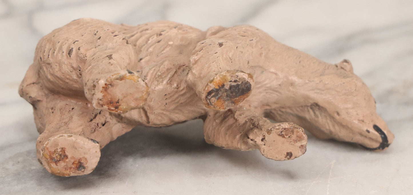 Lot 025 - Trio Of Vintage Mixed Materials (Chalkware/Plaster, Wood) Bear Toys, Including Brown Bear, Polar Bear, And Other, Note Wear And Tear