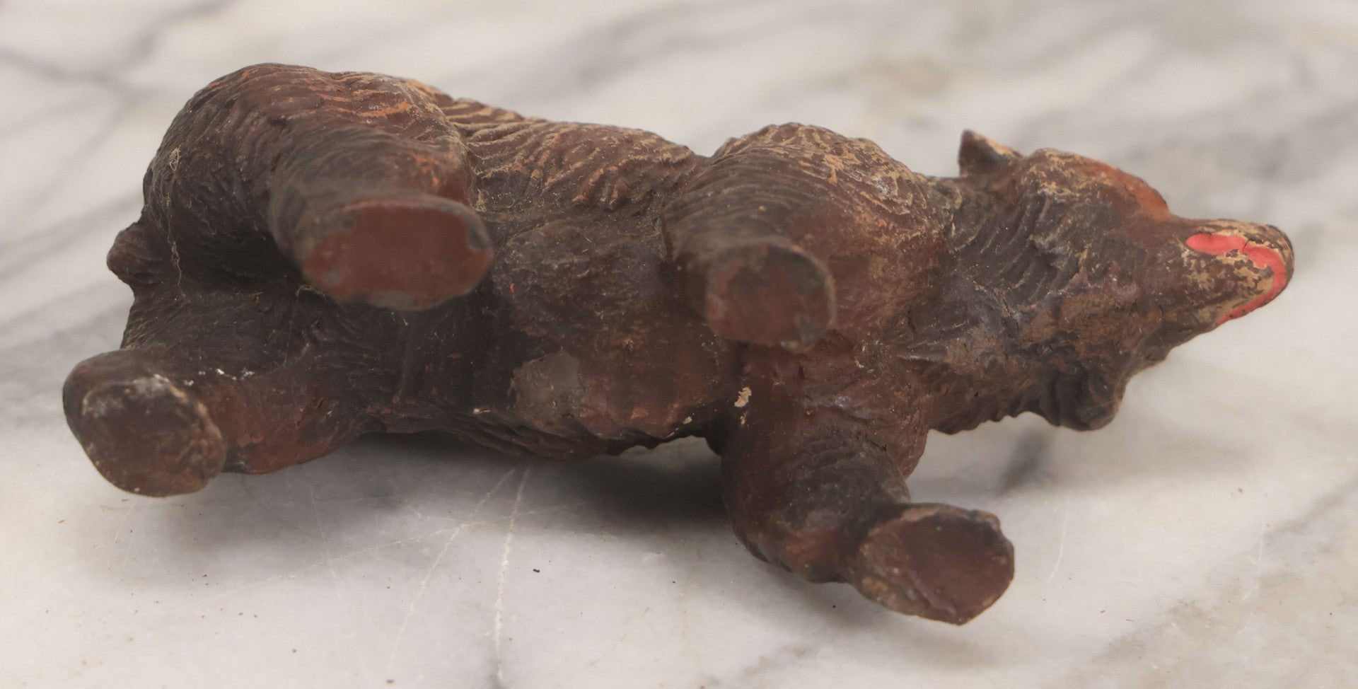 Lot 025 - Trio Of Vintage Mixed Materials (Chalkware/Plaster, Wood) Bear Toys, Including Brown Bear, Polar Bear, And Other, Note Wear And Tear