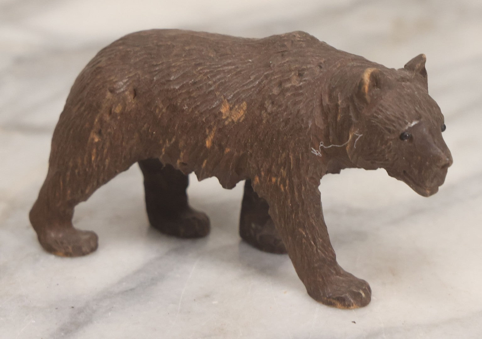 Lot 025 - Trio Of Vintage Mixed Materials (Chalkware/Plaster, Wood) Bear Toys, Including Brown Bear, Polar Bear, And Other, Note Wear And Tear