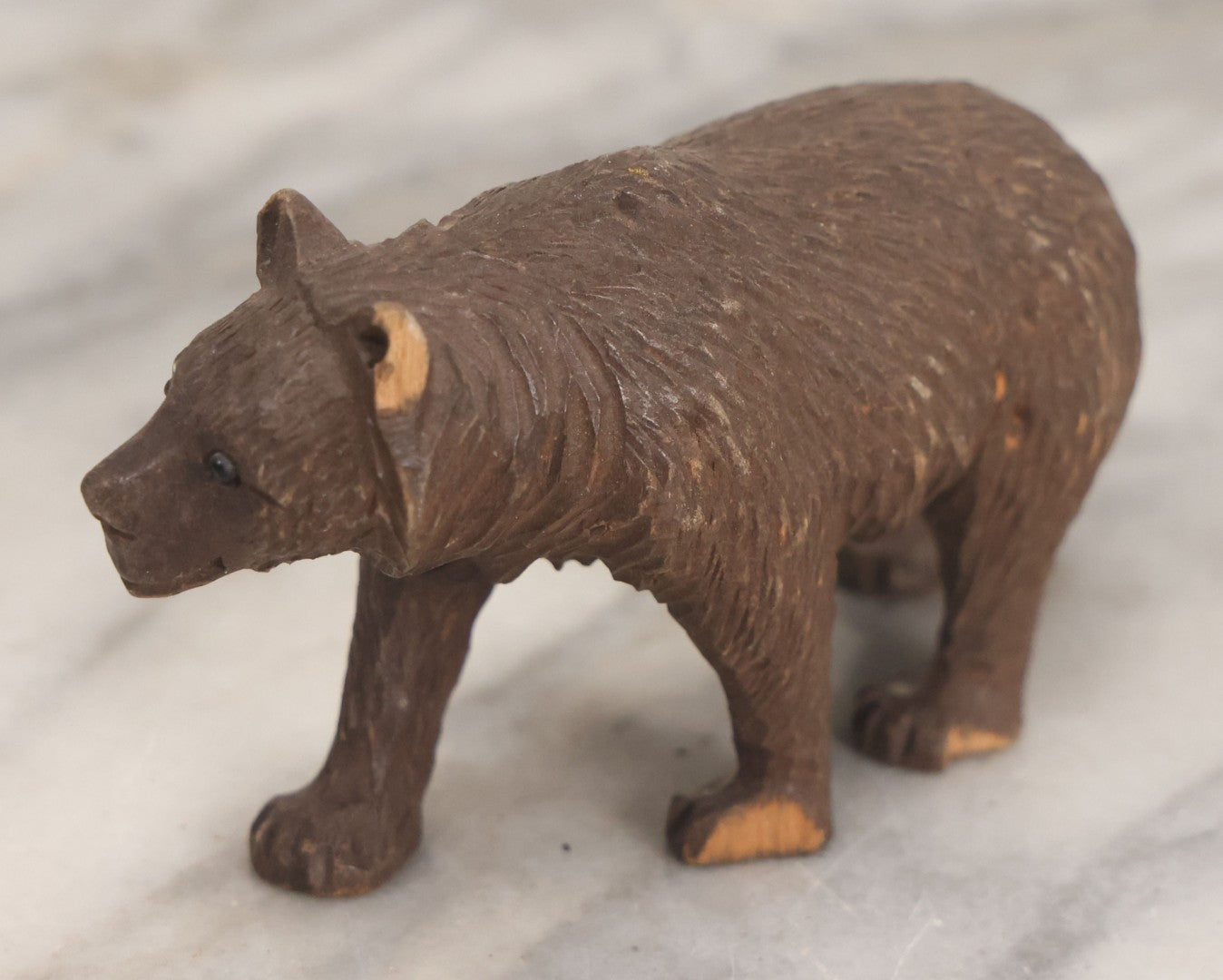 Lot 025 - Trio Of Vintage Mixed Materials (Chalkware/Plaster, Wood) Bear Toys, Including Brown Bear, Polar Bear, And Other, Note Wear And Tear