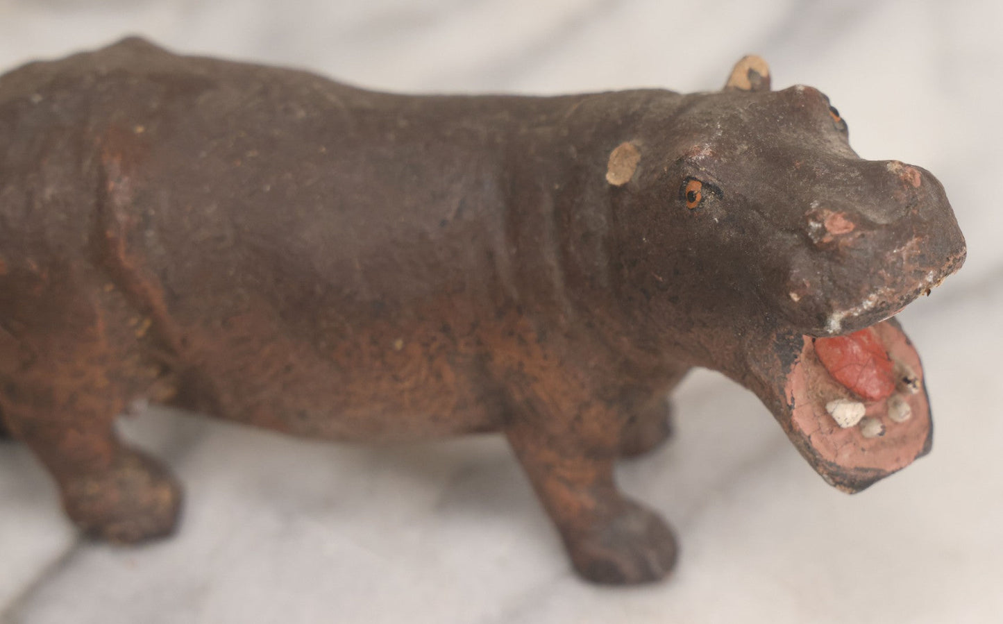 Lot 026 - Grouping Of Three Vintage Animal Toys, Including Zebra Elephant And Hippo, Mixed Materials (Chalkware/Plaster, Composition), Note Wear And Tear