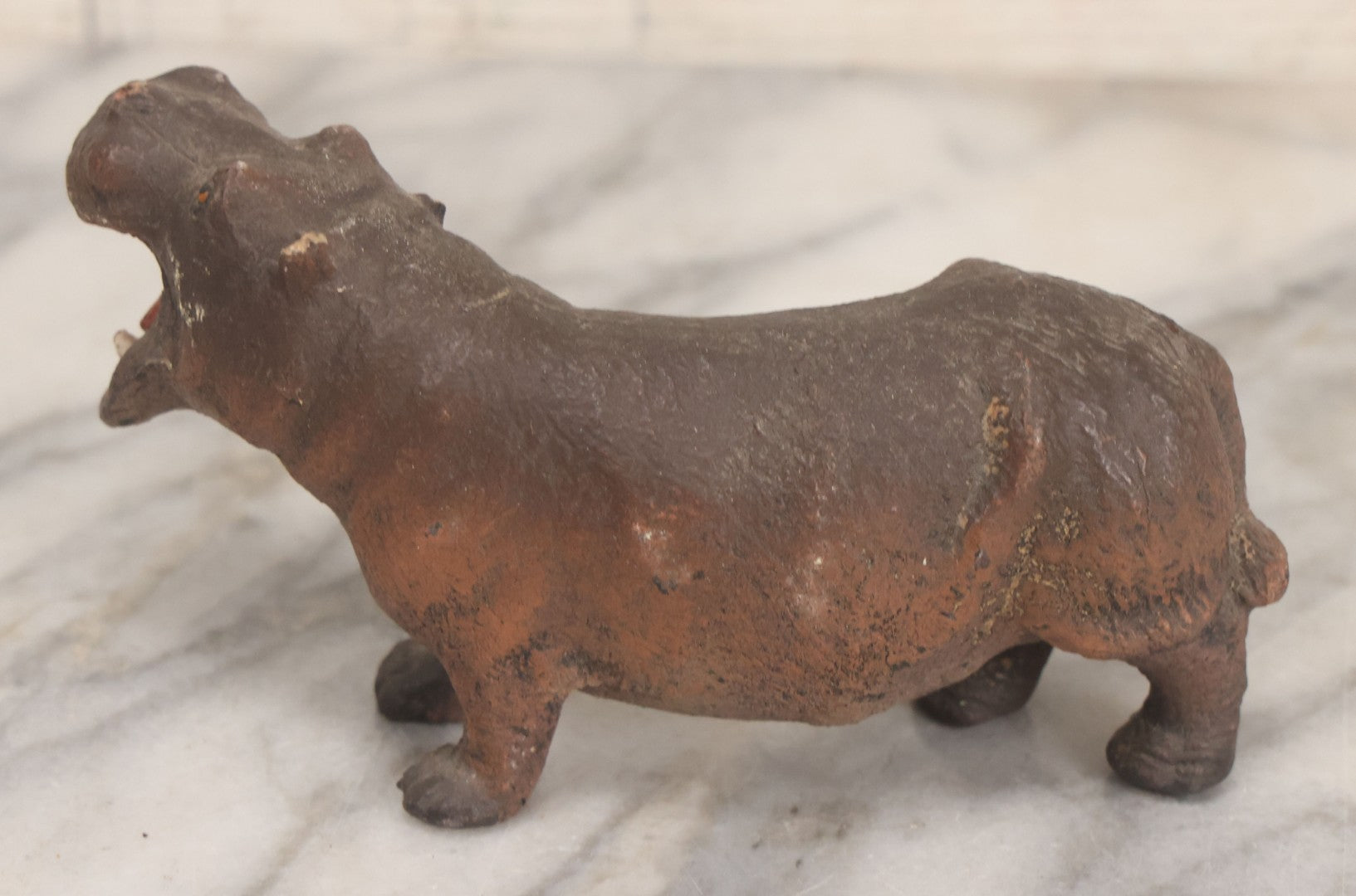 Lot 026 - Grouping Of Three Vintage Animal Toys, Including Zebra Elephant And Hippo, Mixed Materials (Chalkware/Plaster, Composition), Note Wear And Tear