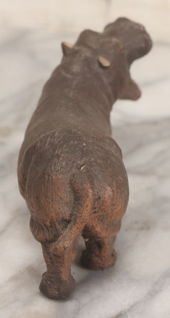 Lot 026 - Grouping Of Three Vintage Animal Toys, Including Zebra Elephant And Hippo, Mixed Materials (Chalkware/Plaster, Composition), Note Wear And Tear
