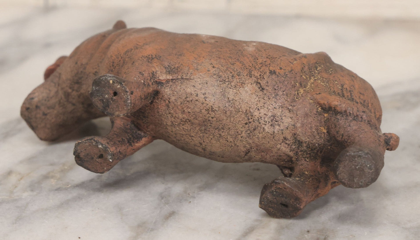 Lot 026 - Grouping Of Three Vintage Animal Toys, Including Zebra Elephant And Hippo, Mixed Materials (Chalkware/Plaster, Composition), Note Wear And Tear