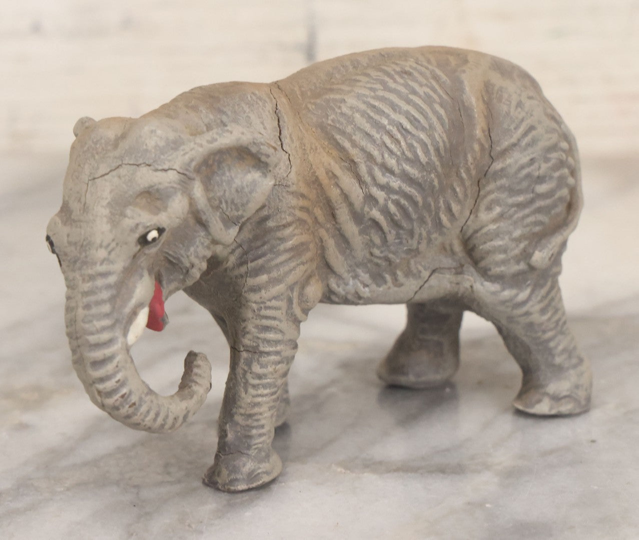 Lot 026 - Grouping Of Three Vintage Animal Toys, Including Zebra Elephant And Hippo, Mixed Materials (Chalkware/Plaster, Composition), Note Wear And Tear