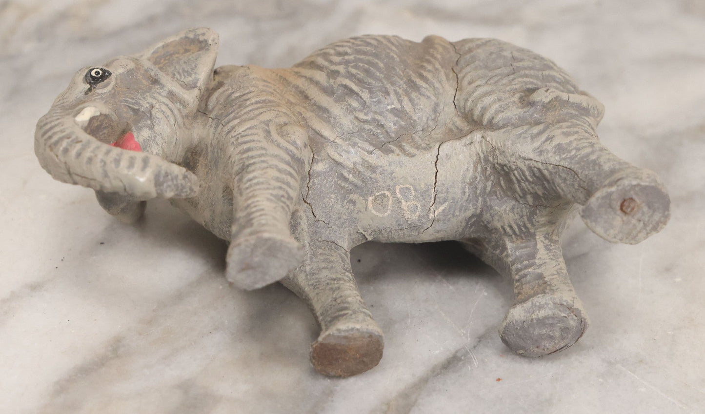 Lot 026 - Grouping Of Three Vintage Animal Toys, Including Zebra Elephant And Hippo, Mixed Materials (Chalkware/Plaster, Composition), Note Wear And Tear