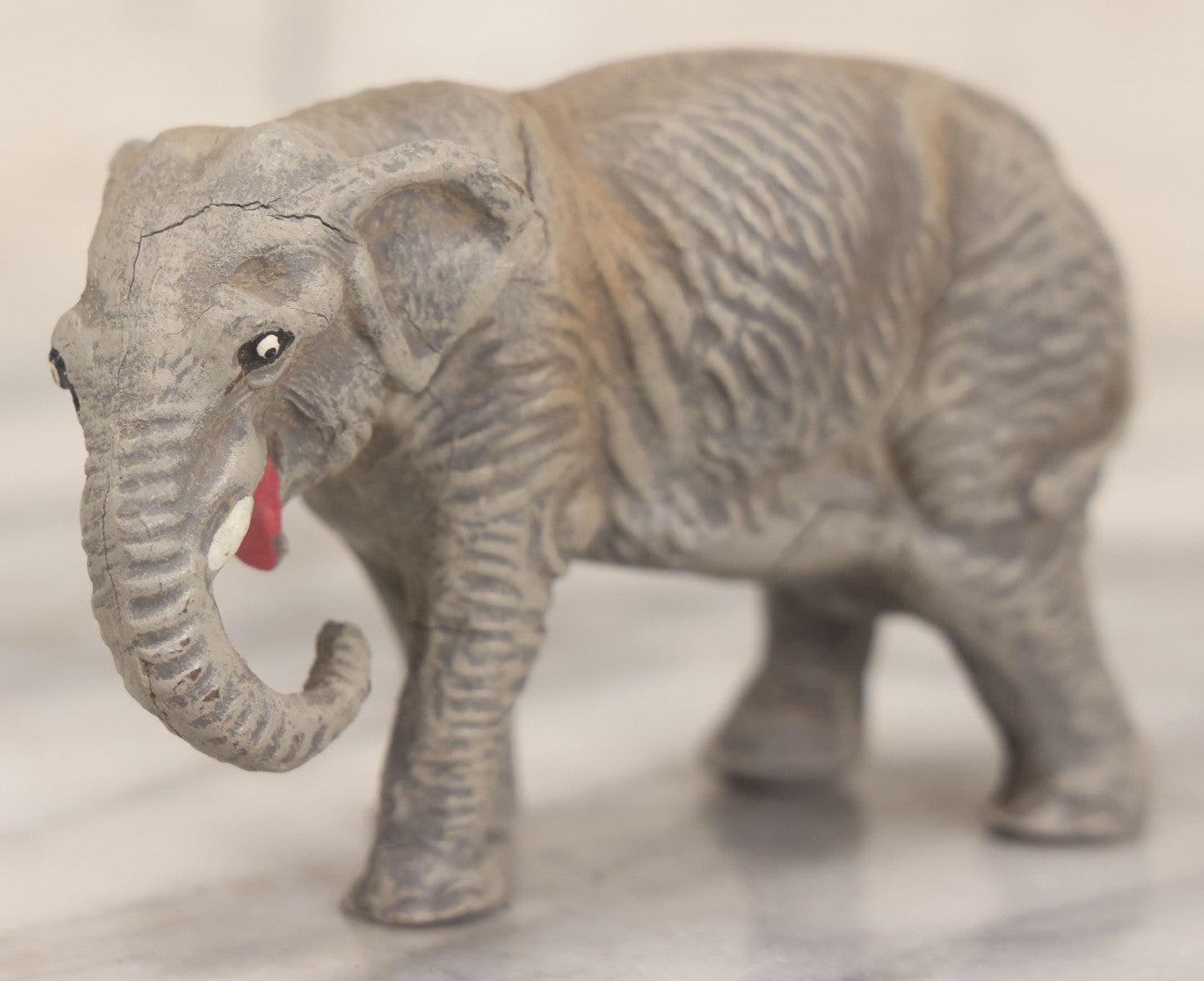 Lot 026 - Grouping Of Three Vintage Animal Toys, Including Zebra Elephant And Hippo, Mixed Materials (Chalkware/Plaster, Composition), Note Wear And Tear