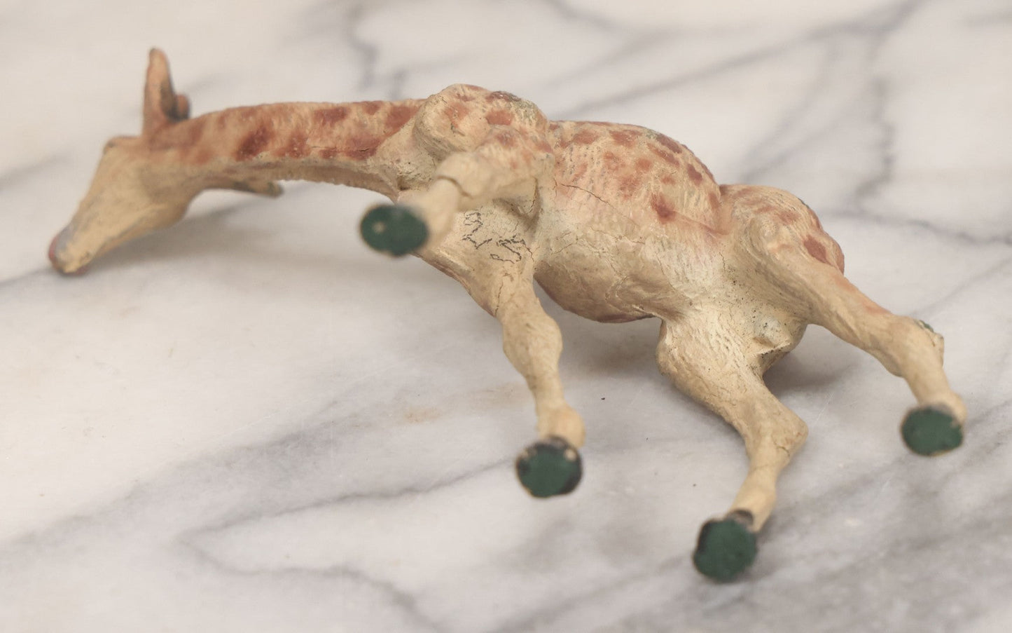 Lot 027 - Grouping Of Five Vintage Animal Toys, Ungulates, Including Three Zebras, Giraffe, And Elk Missing Horns, Mixed Materials (Chalkware/Plaster, Composition), Note Wear And Tear