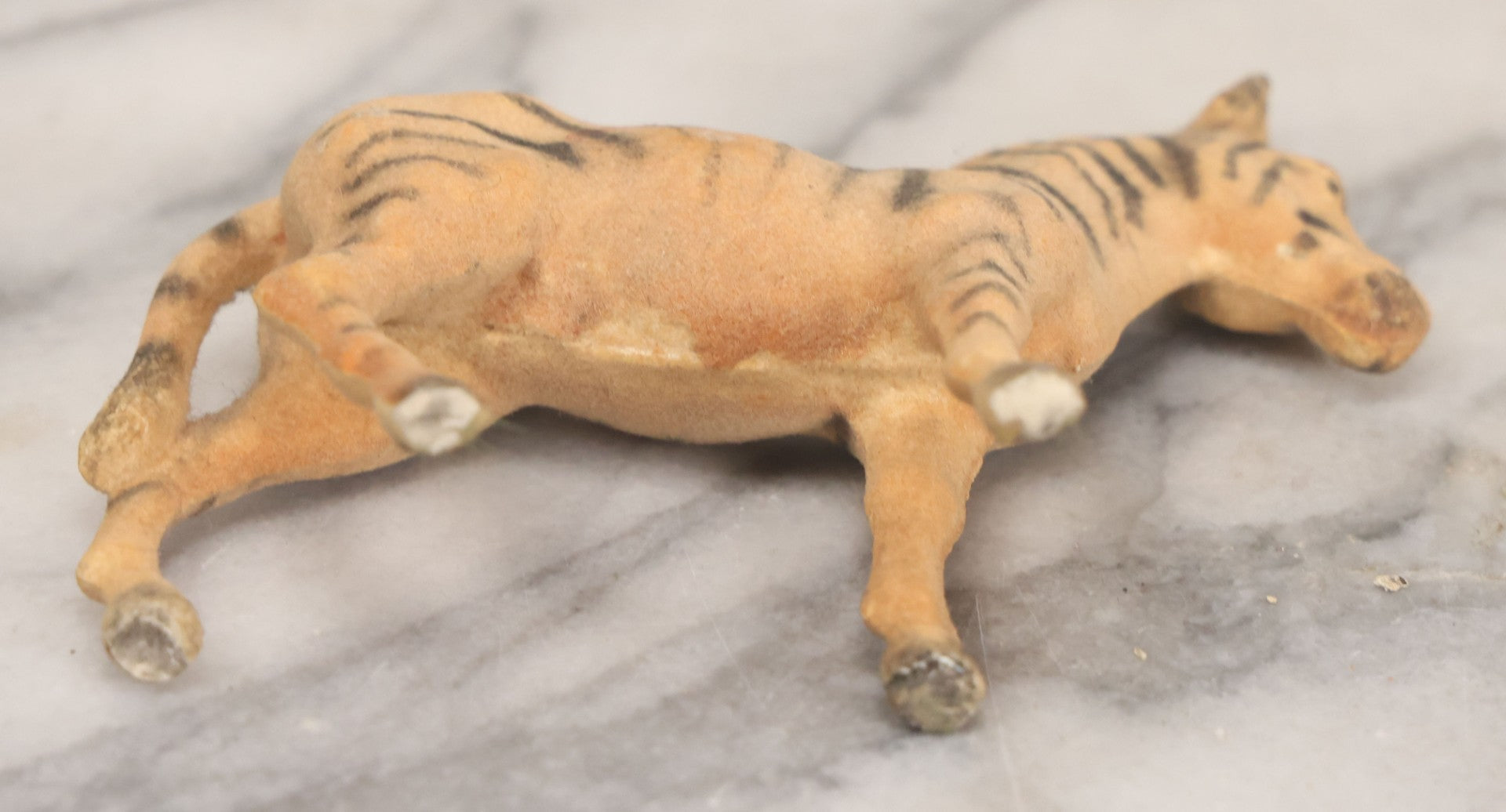 Lot 027 - Grouping Of Five Vintage Animal Toys, Ungulates, Including Three Zebras, Giraffe, And Elk Missing Horns, Mixed Materials (Chalkware/Plaster, Composition), Note Wear And Tear