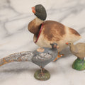 Lot 028 - Grouping Of Three Vintage Bird Toys, Including Duck Nodder With Broken Beak, Pheasant, And Peacock, Mixed Materials (Chalkware/Plaster, Composition), Note Wear And Tear