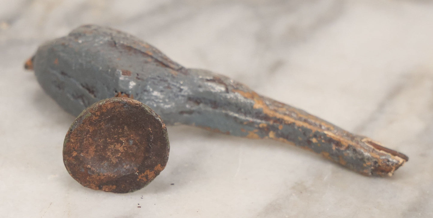 Lot 028 - Grouping Of Three Vintage Bird Toys, Including Duck Nodder With Broken Beak, Pheasant, And Peacock, Mixed Materials (Chalkware/Plaster, Composition), Note Wear And Tear