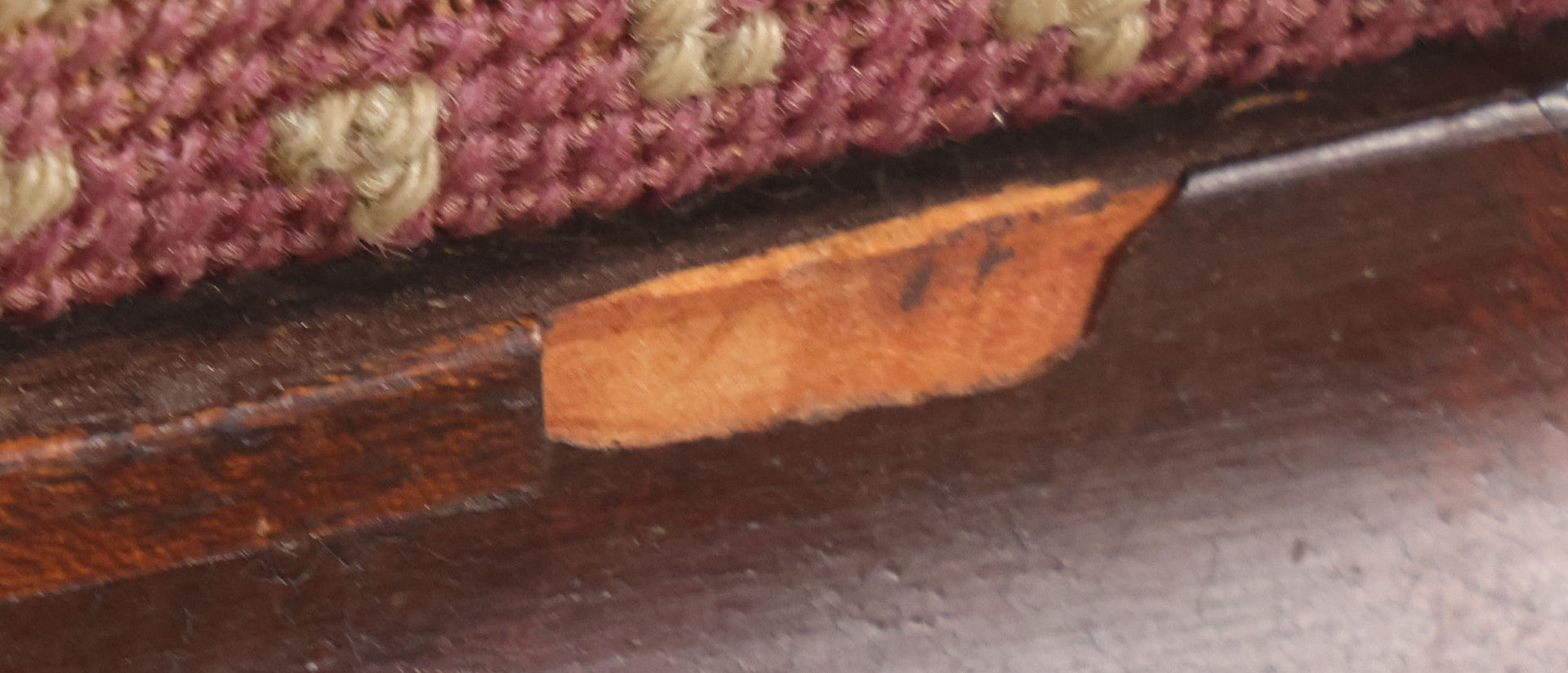 Lot 029 - Antique Victorian Wooden Footstool With Folk Art Needlepoint Seat Cover With Griffins And Tree Of Life Motif, Geometric Designs, Note Worn Corners 