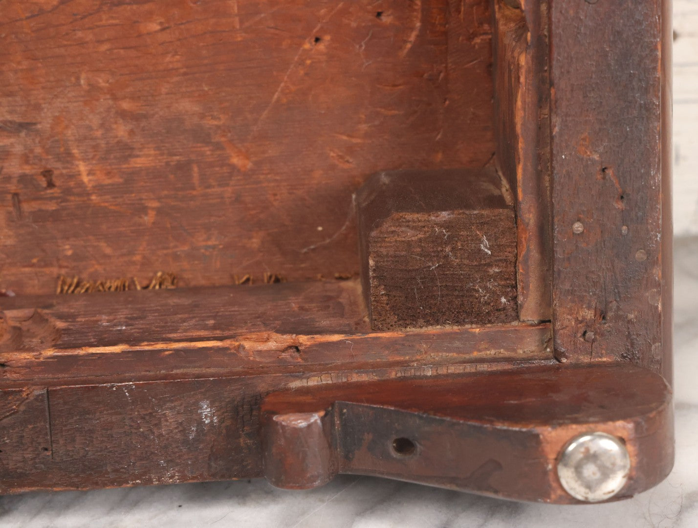 Lot 029 - Antique Victorian Wooden Footstool With Folk Art Needlepoint Seat Cover With Griffins And Tree Of Life Motif, Geometric Designs, Note Worn Corners 
