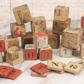 Lot 033 - Grouping Of Vintage And Antique Wooden Childrens Blocks Including Lithographed Block Puzzle Pieces, Letter Blocks, And More, 25+ Pieces