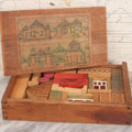 Lot 034 - Vintage Wooden Block House Building Game In Original Box, Made In Germany, Marked 233/12