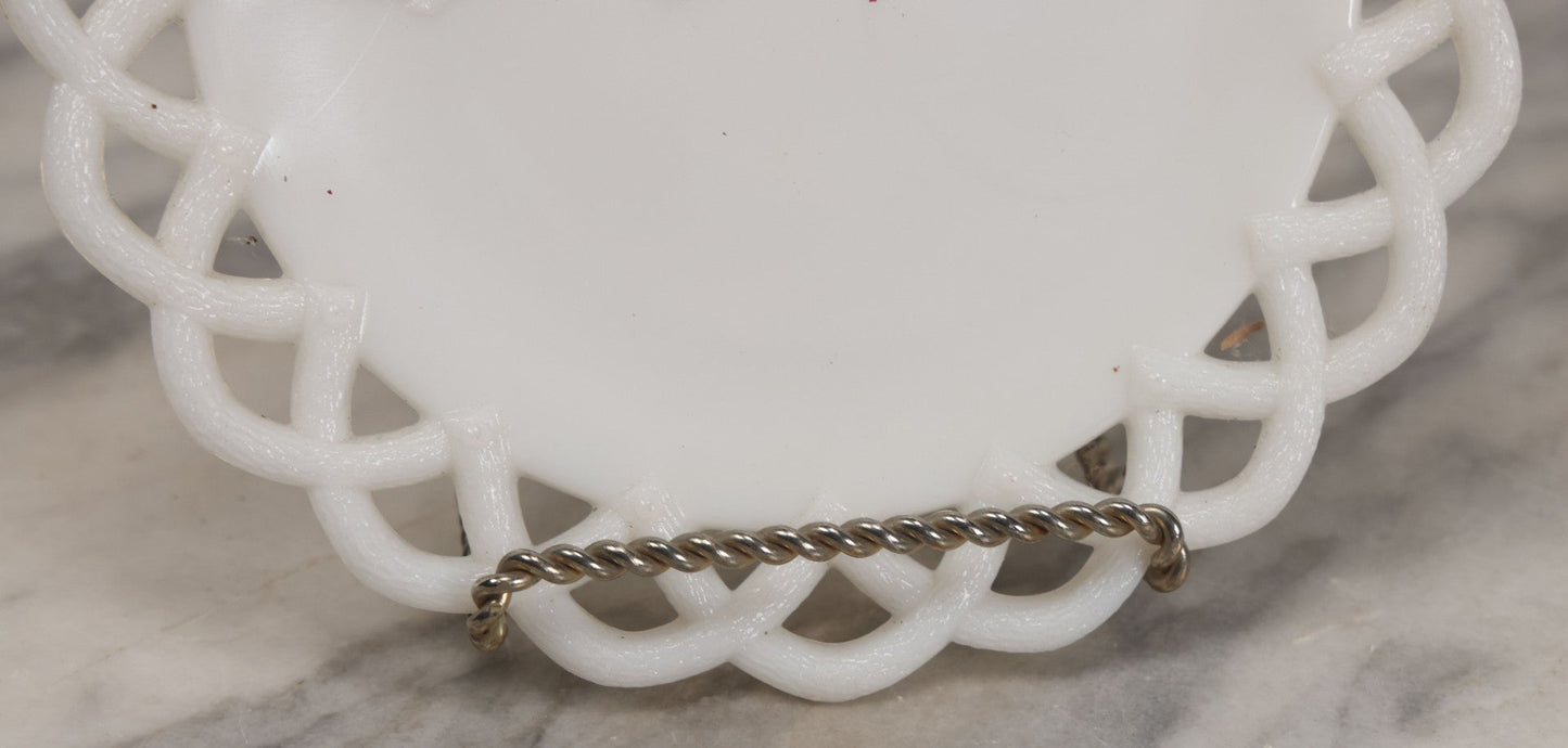 Lot 037 - Antique Westmoreland Milk Glass Character Plate With Three Owls, Marked Patented July 2, 1901