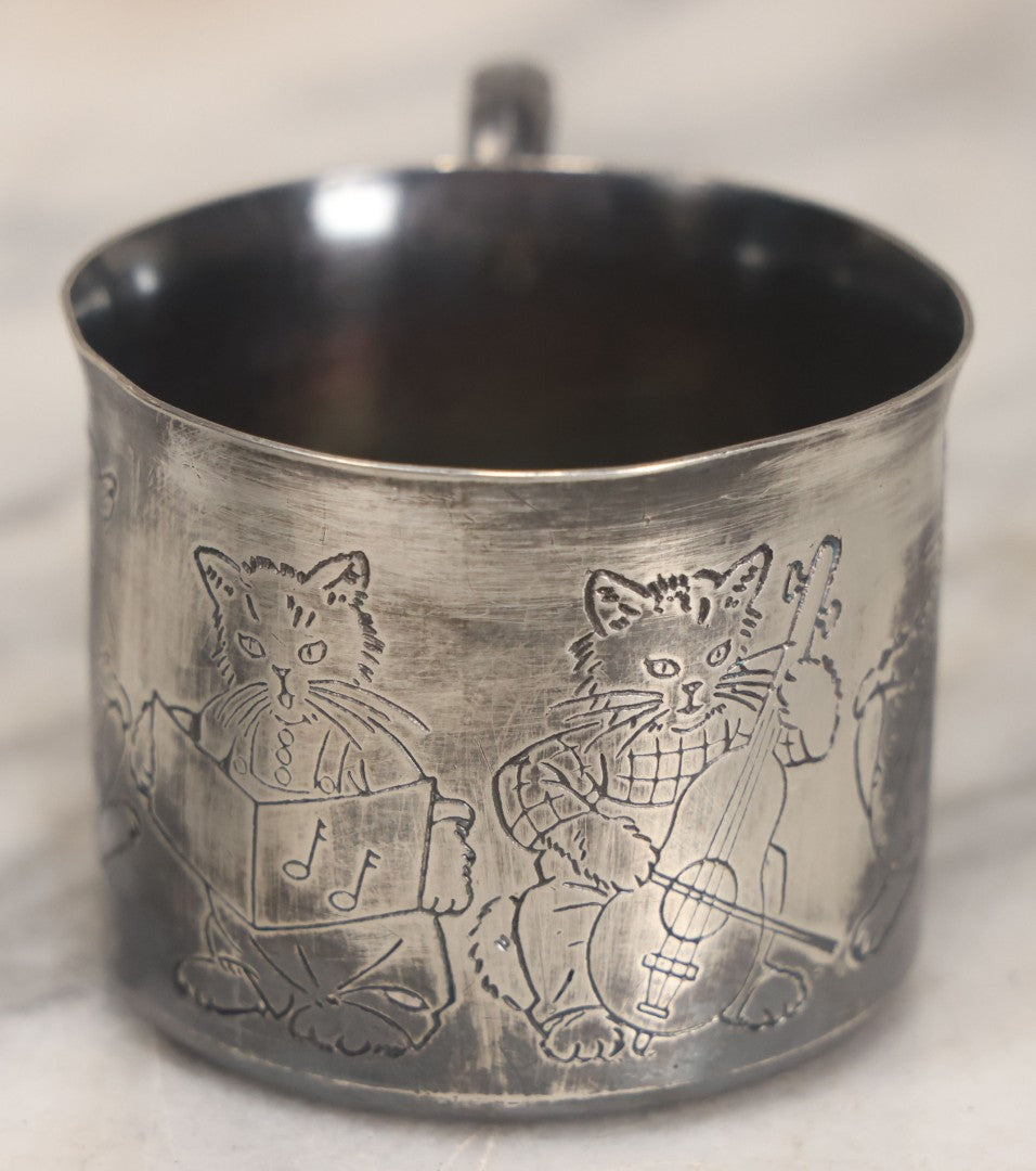 Lot 039 - Vintage Silverplate Kitty Cat Band Teacup, Manufactured By Carlton Silverplate