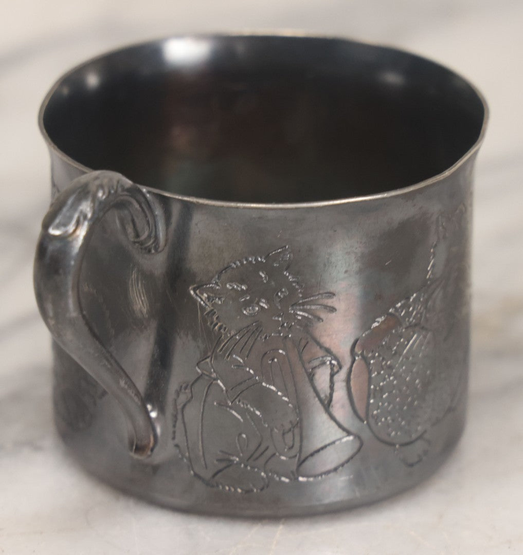 Lot 039 - Vintage Silverplate Kitty Cat Band Teacup, Manufactured By Carlton Silverplate