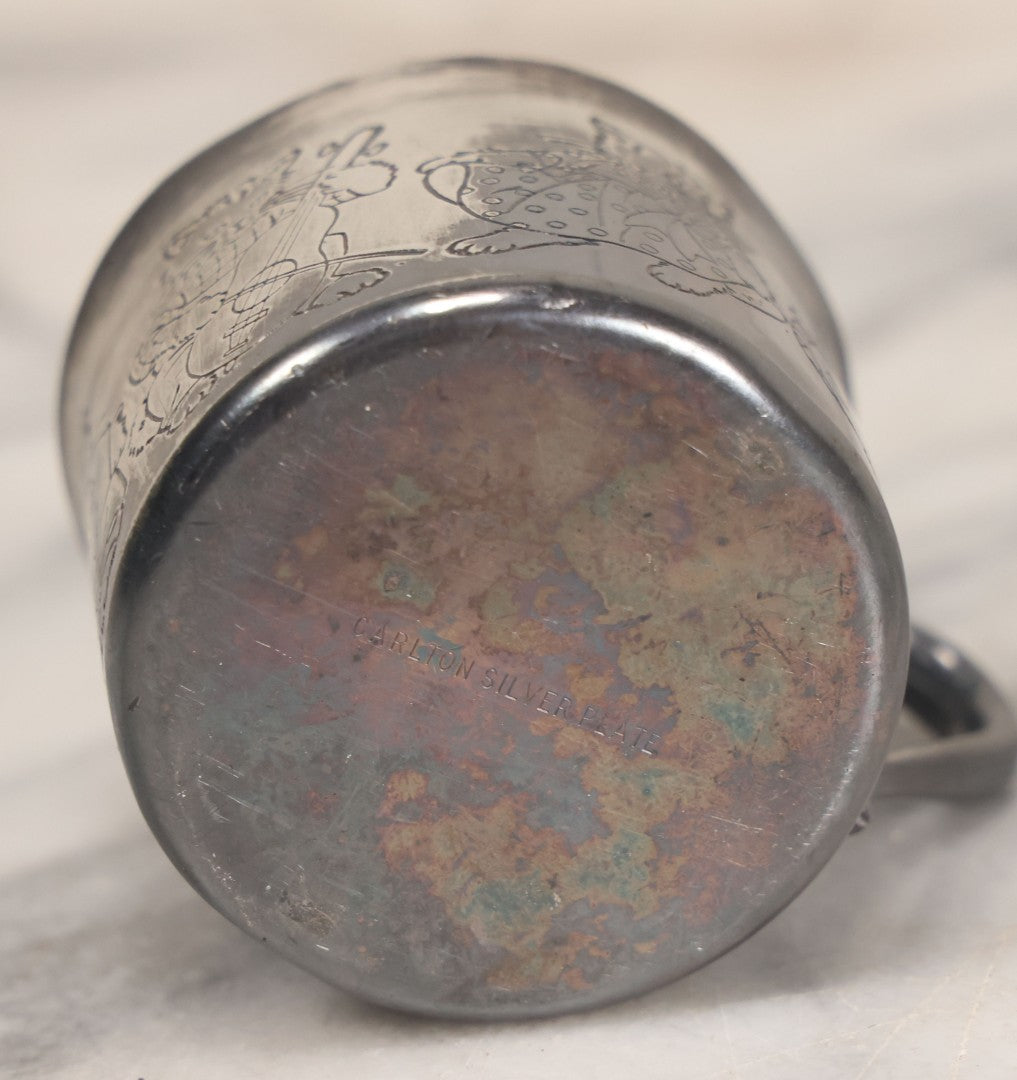 Lot 039 - Vintage Silverplate Kitty Cat Band Teacup, Manufactured By Carlton Silverplate