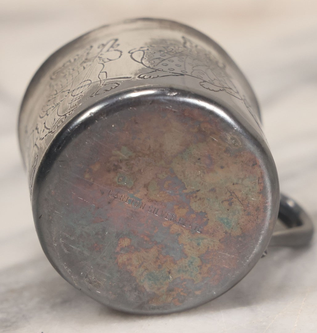 Lot 039 - Vintage Silverplate Kitty Cat Band Teacup, Manufactured By Carlton Silverplate