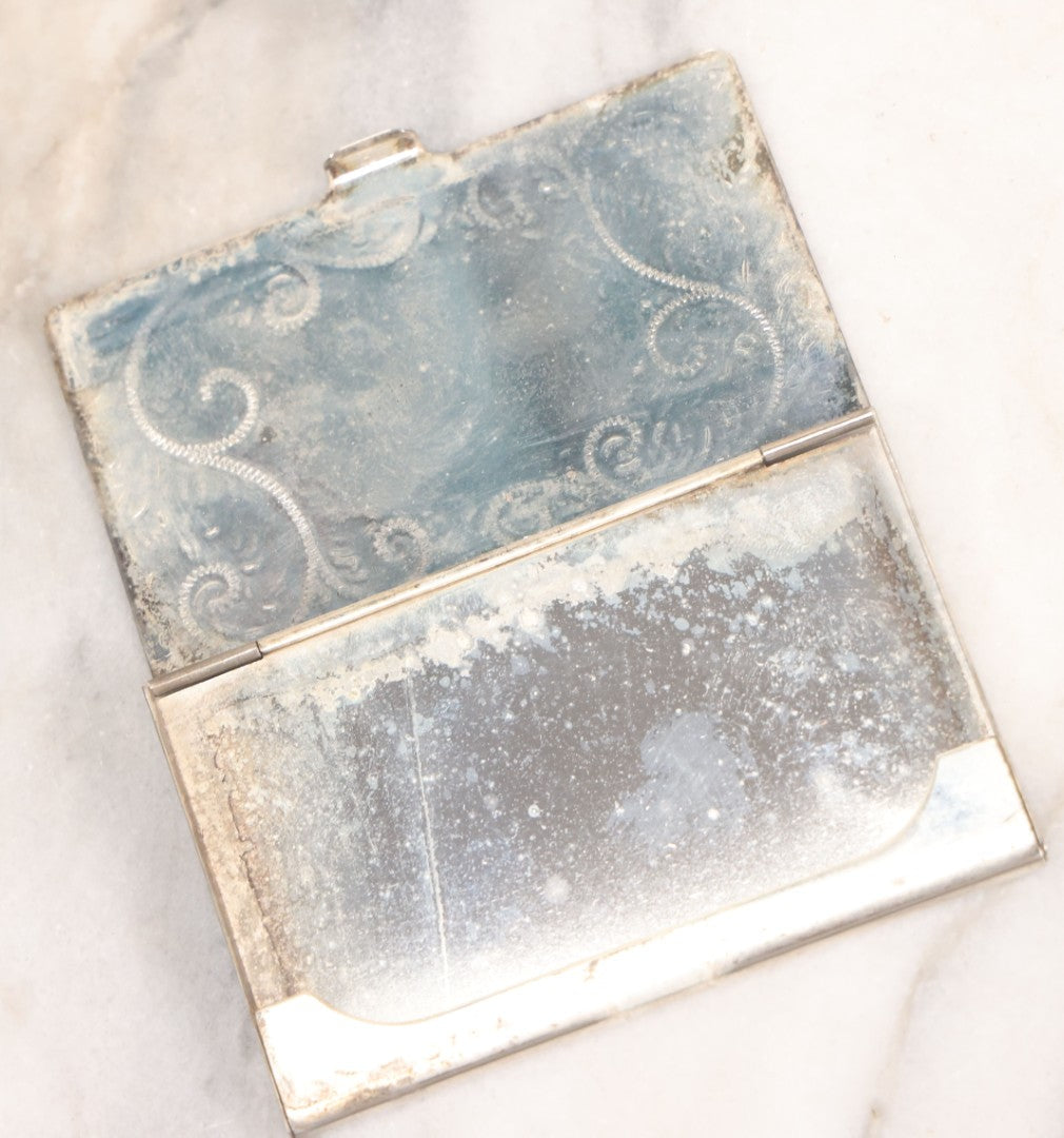 Lot 040 - Antique Hand Engraved Silver Plated Business Card Holder Marked "Danforth Farm"