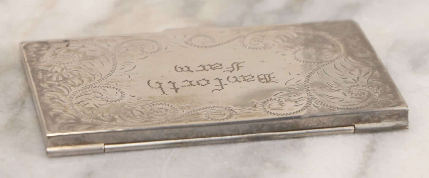 Lot 040 - Antique Hand Engraved Silver Plated Business Card Holder Marked "Danforth Farm"