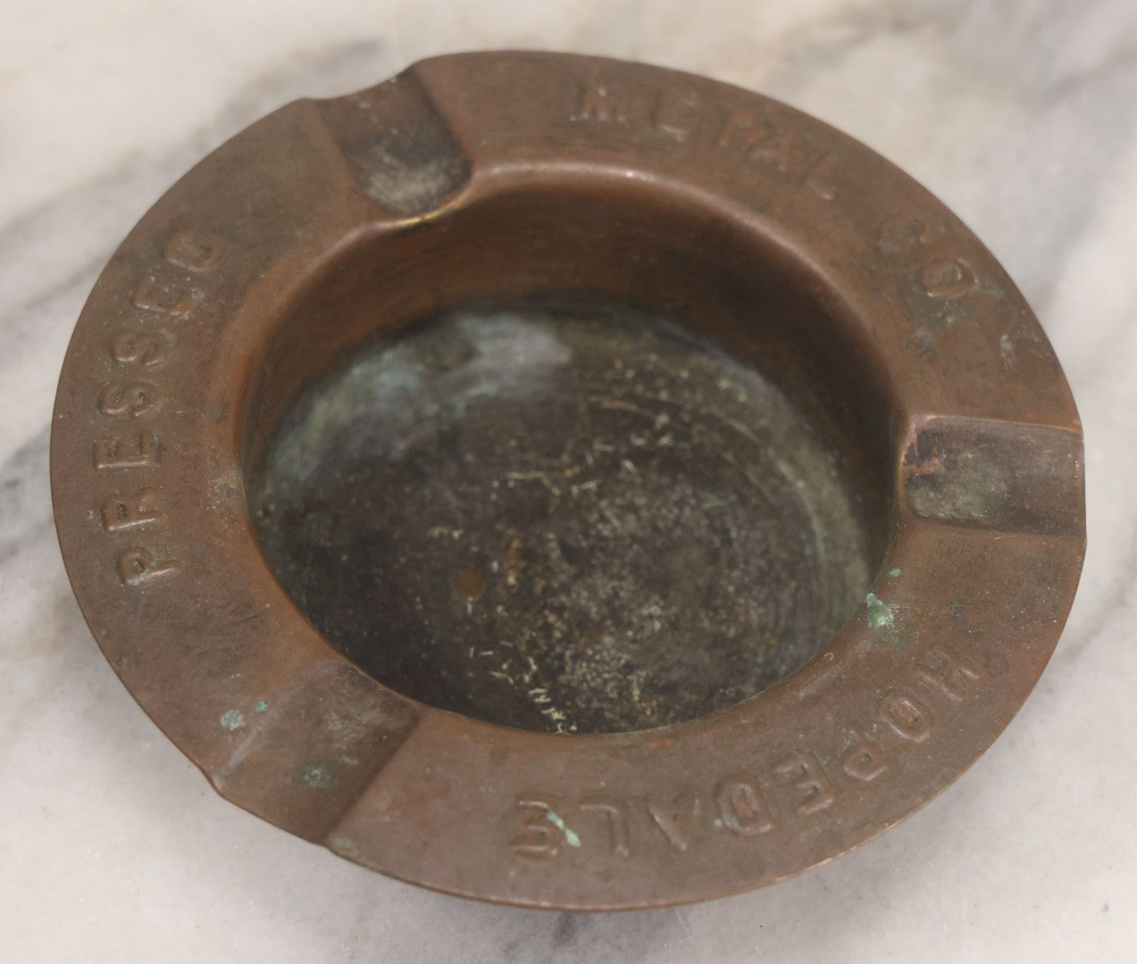 Lot 046 - Vintage Pressed Copper Advertising Cigarette Ashtray By Hopedale Pressed Metal Co., Hopedale Massachusetts