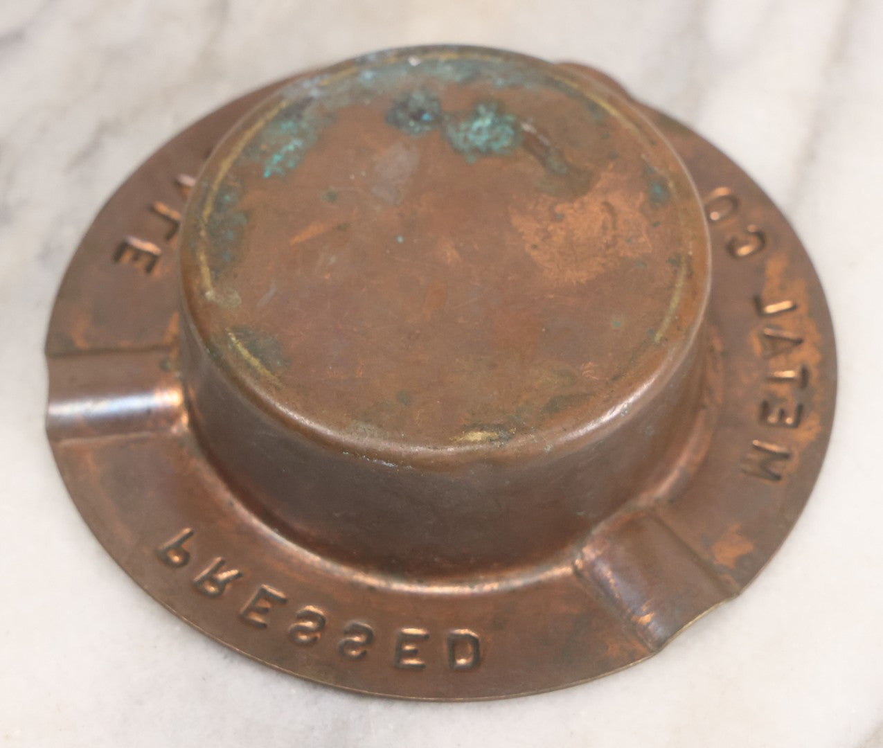 Lot 046 - Vintage Pressed Copper Advertising Cigarette Ashtray By Hopedale Pressed Metal Co., Hopedale Massachusetts