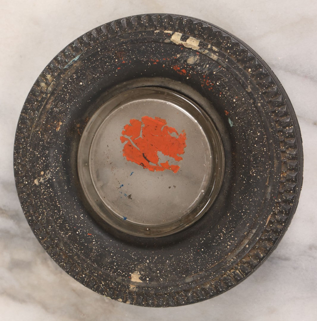 Lot 047 - Vintage Novelty Tire Advertising Ashtray For The General Tire Company, With Reverse Painted Logo, Note Wear And Tear, Paint Speckling Throughout