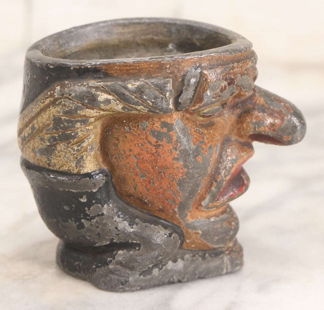 Lot 049 - Antique Cast Iron Comic Figural Match Holder With Original Paint, Man With Large Nose Flipping Legs Over Head, Note Worn Paint