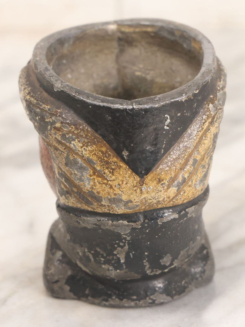 Lot 049 - Antique Cast Iron Comic Figural Match Holder With Original Paint, Man With Large Nose Flipping Legs Over Head, Note Worn Paint