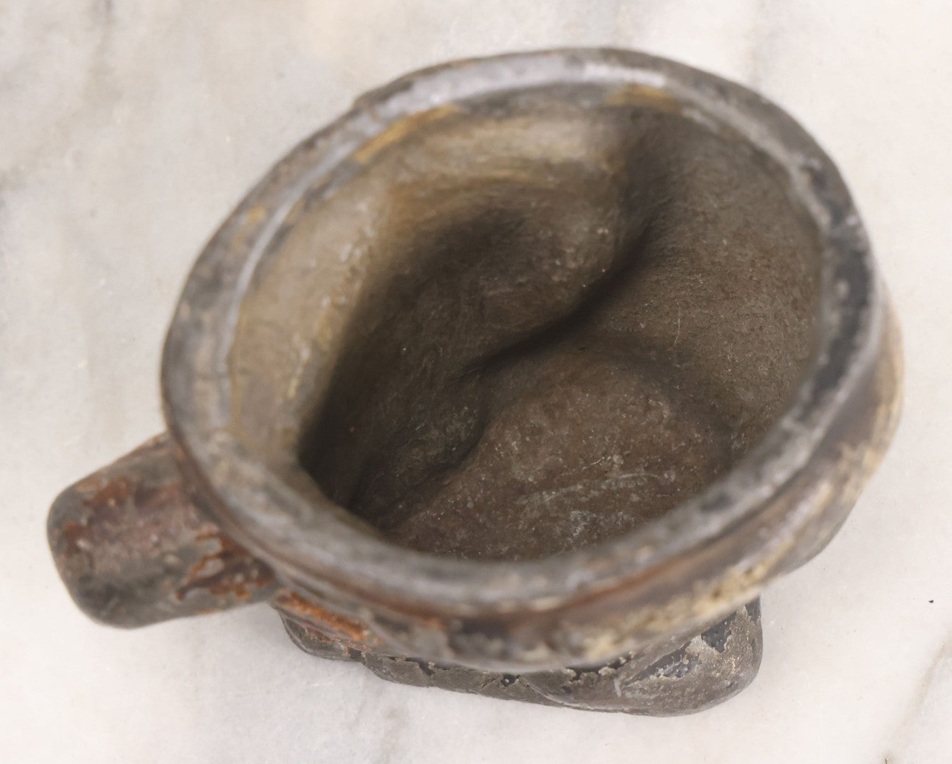 Lot 049 - Antique Cast Iron Comic Figural Match Holder With Original Paint, Man With Large Nose Flipping Legs Over Head, Note Worn Paint