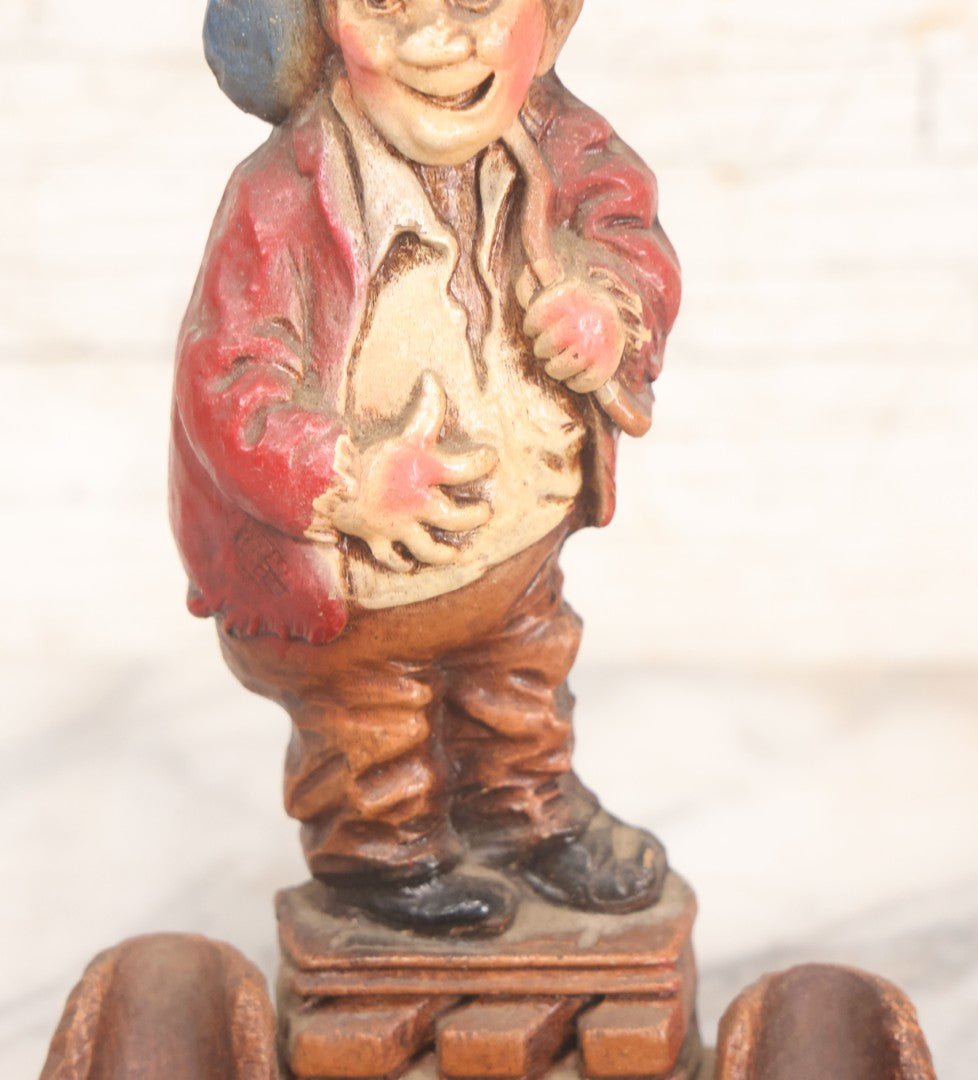 Lot 050 - Vintage Molded Wood Pulp Pipe Stand With Grinning Hobo Holding Stick And Bindle