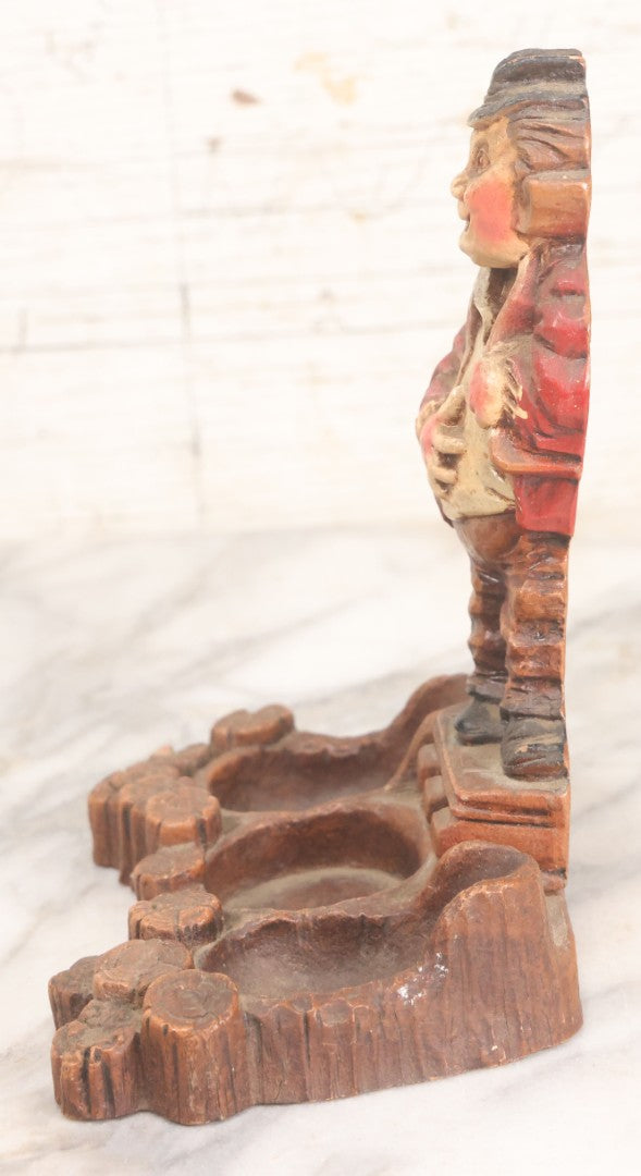 Lot 050 - Vintage Molded Wood Pulp Pipe Stand With Grinning Hobo Holding Stick And Bindle