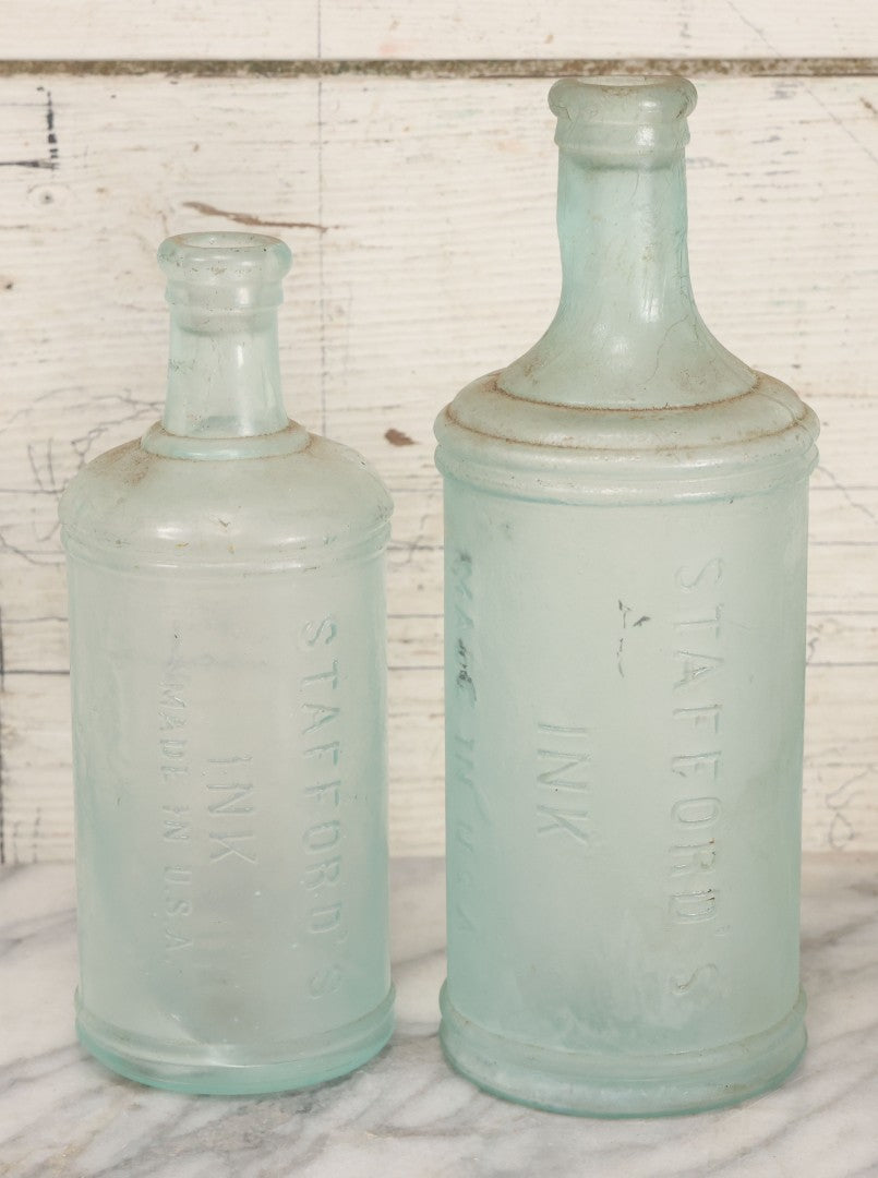 Lot 058 - Pair Of Antique Master Ink Bottles For Stafford's Ink, Made In U.S.A., 9" And 7-1/2" Height