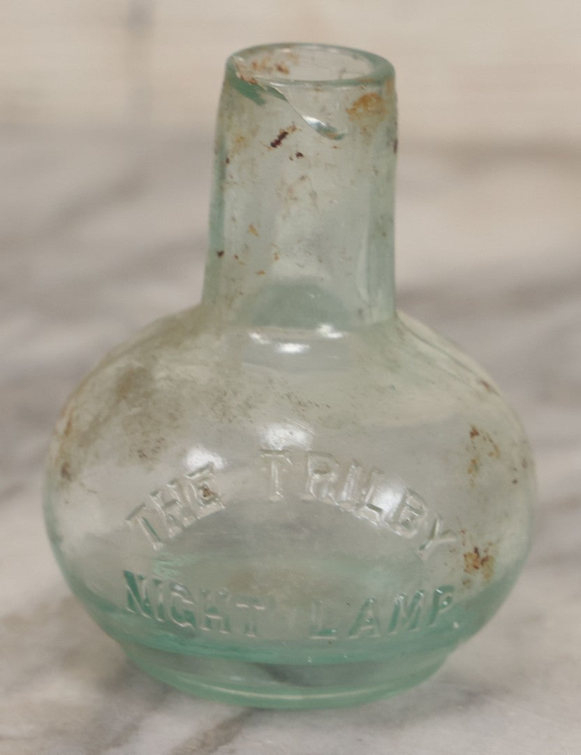 Lot 059 - Pair Of Antique Glass Objects, Including The Trilby Night Lamp And Sanford's Fountain Pen Inks Glass Inkwell